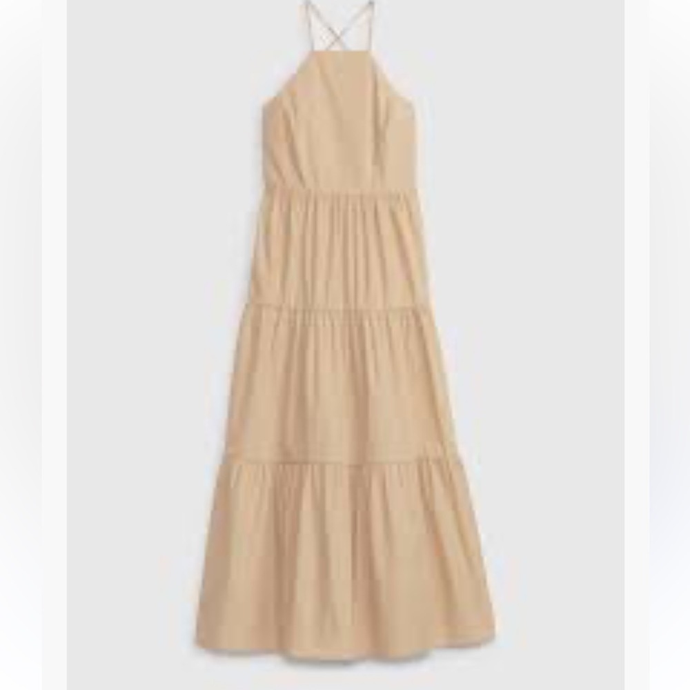 GAP Beige Tiered Maxi Dress
